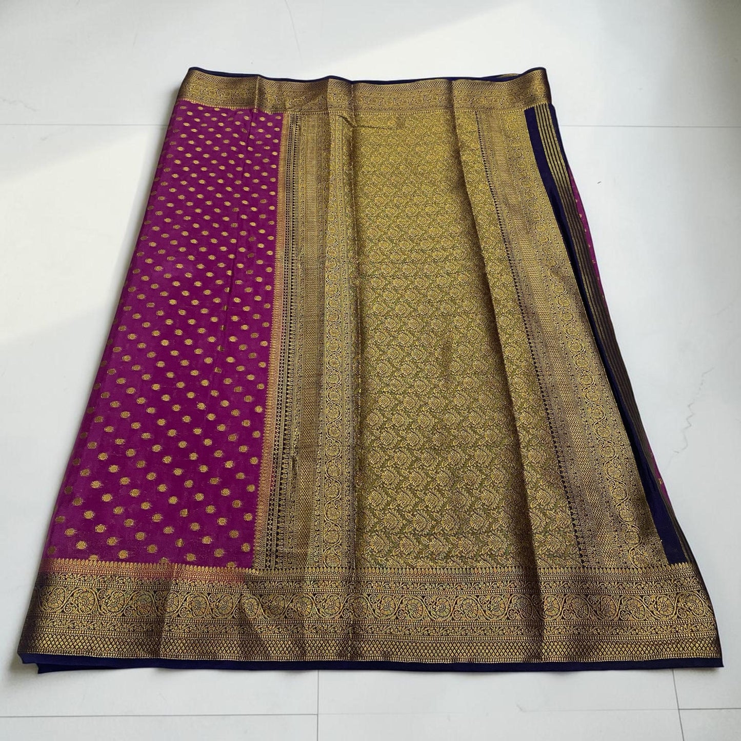 Georgette Banarasi with Butta works and Tassels Pink