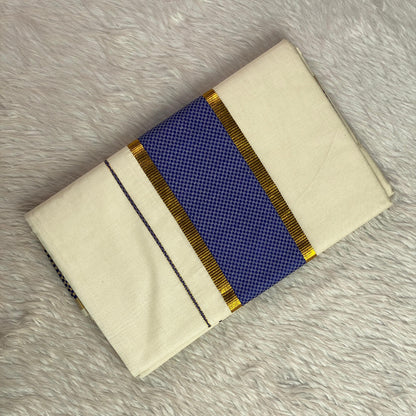 Semi Tissuue Kerala Saree with Solid Border Violet