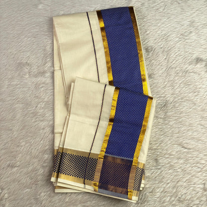 Semi Tissuue Kerala Saree with Solid Border Violet