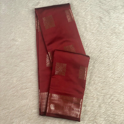 Seetha Soft Silk Sareewith Square Design Maroon