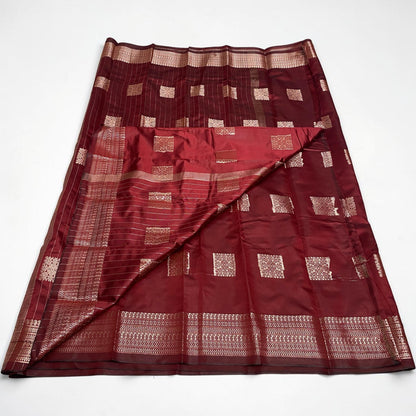 Seetha Soft Silk Sareewith Square Design Maroon