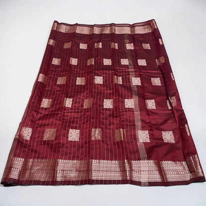 Seetha Soft Silk Sareewith Square Design Maroon