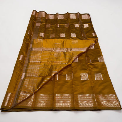 Seetha Soft Silk Sareewith Square Design Mustard