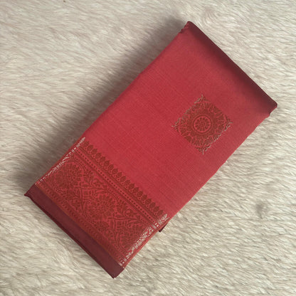 Seetha Soft Silk Sareewith Square Design Red