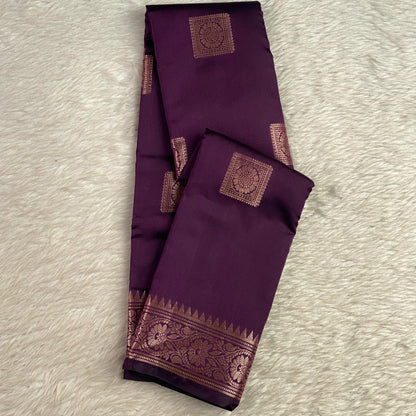 Seetha Soft Silk Sareewith Square Design Wine