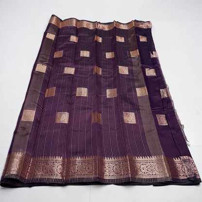 Seetha Soft Silk Sareewith Square Design Wine
