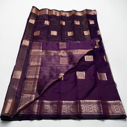 Seetha Soft Silk Sareewith Square Design Wine