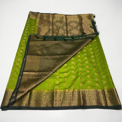 Georgette Saree with Butta Works and Tassels Green