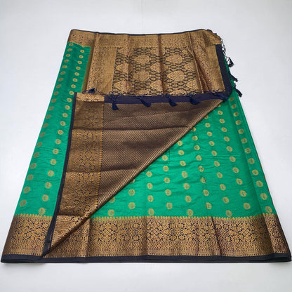 Georgette Saree with Butta Works and Tassels Green