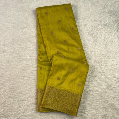 Neha Pure Banarasi Saree with Golden Butta Olive Green