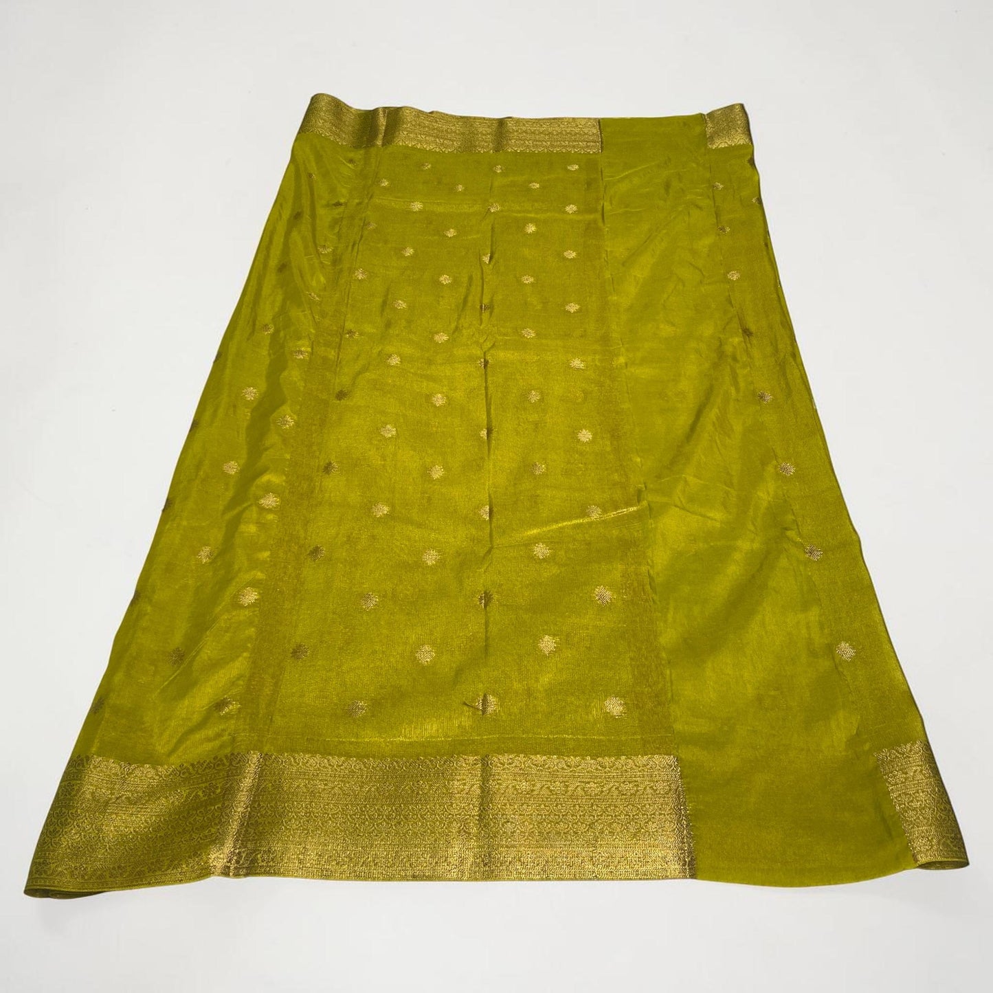 Neha Pure Banarasi Saree with Golden Butta Olive Green