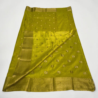 Neha Pure Banarasi Saree with Golden Butta Olive Green