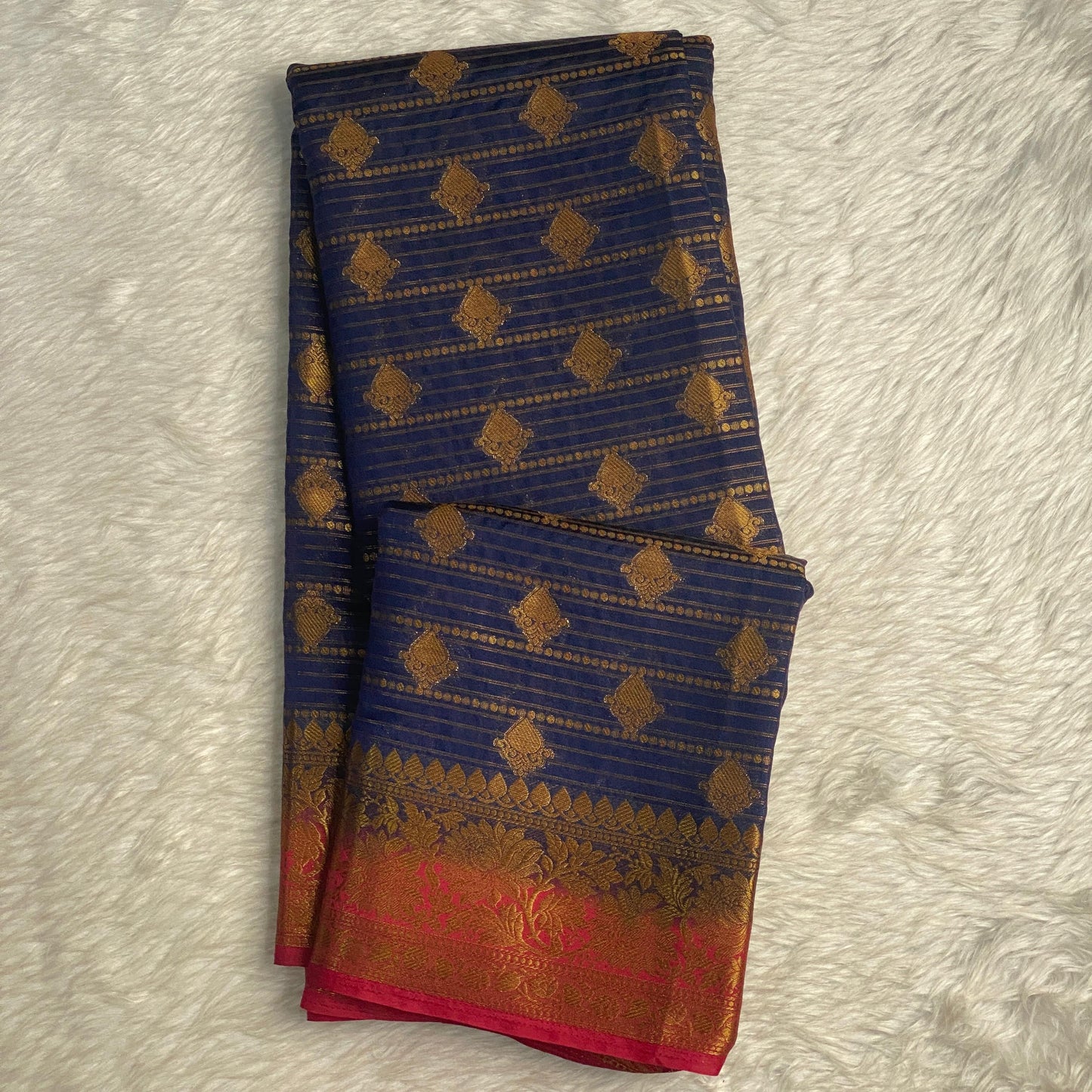 Avya Georette  Banarasi Saree Blue