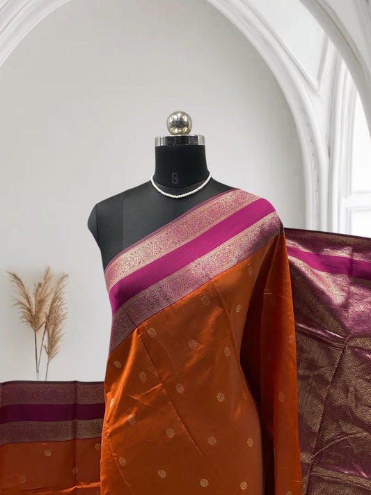 Khushbhu Soft Silk Saree with Butta work & Double Zari Border