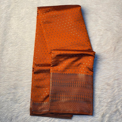 Riya Banarasi Butti Soft silk Saree Brown Dress Code