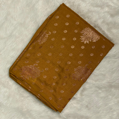 Vichithra Silk Saree with Floral Dot Pattern Mustard