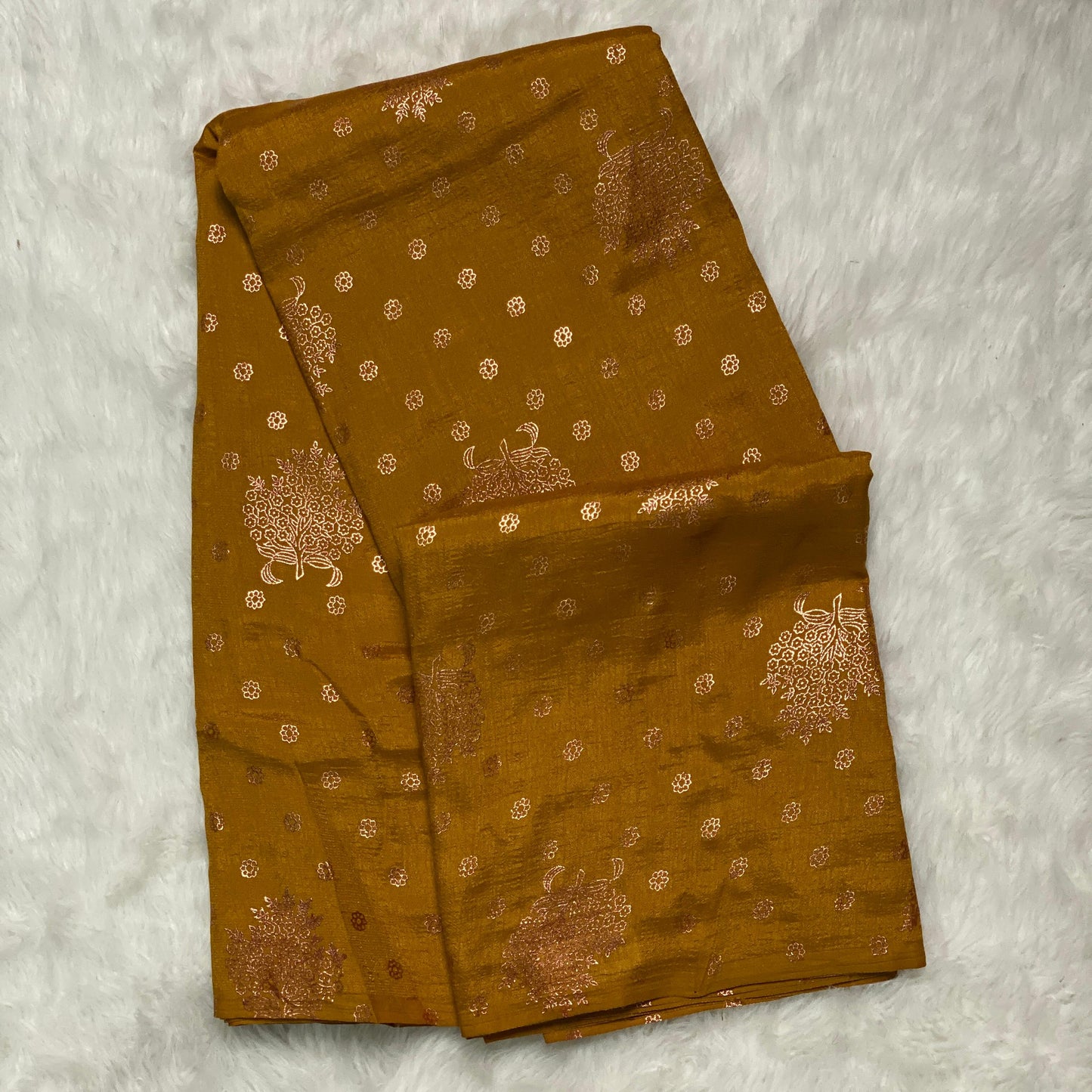 Vichithra Silk Saree with Floral Dot Pattern Mustard