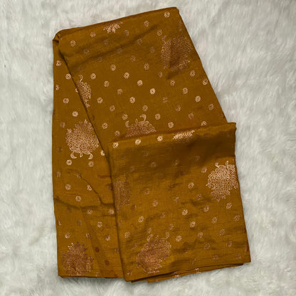 Vichithra Silk Saree with Floral Dot Pattern Mustard