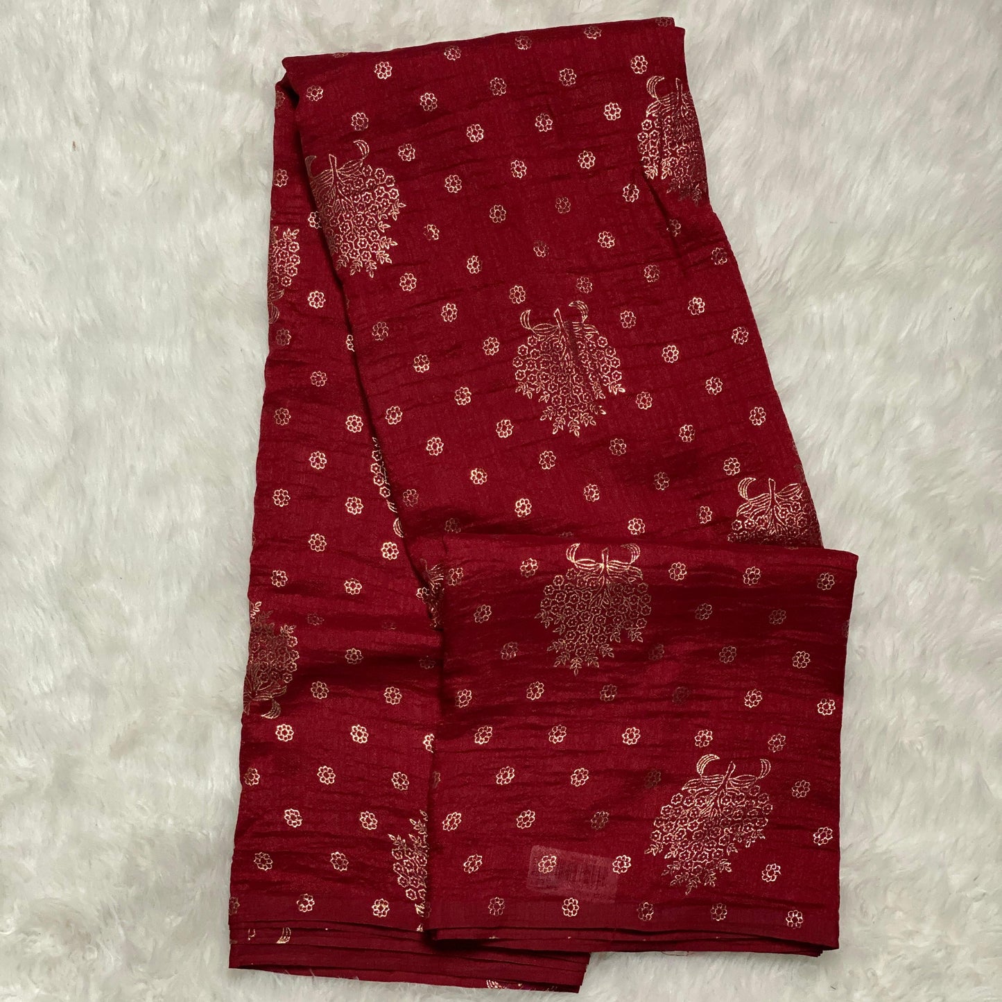 Vichithra Silk Saree with Floral Dot Pattern Maroon