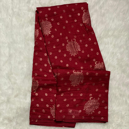 Vichithra Silk Saree with Floral Dot Pattern Maroon