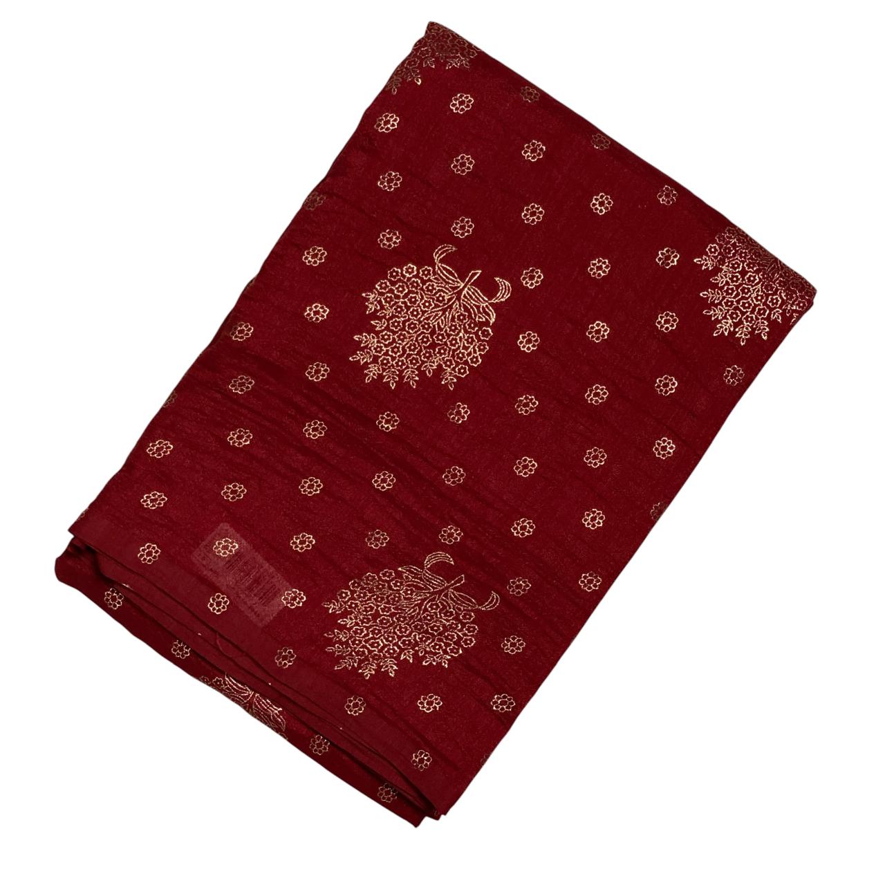Vichithra Silk Saree with Floral Dot Pattern Maroon