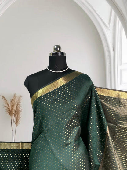 Riya Banarasi Butti Soft Silk Saree Green Dress Code