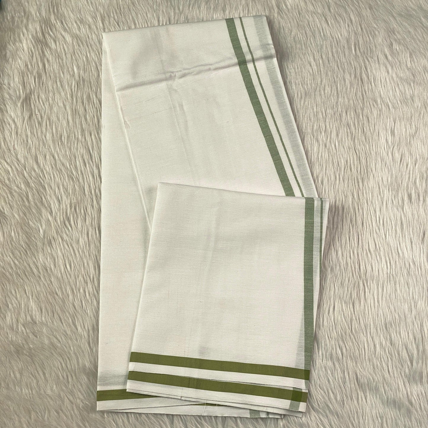 Kerala Kasavu Dhoti – Mustard Stripe Edition