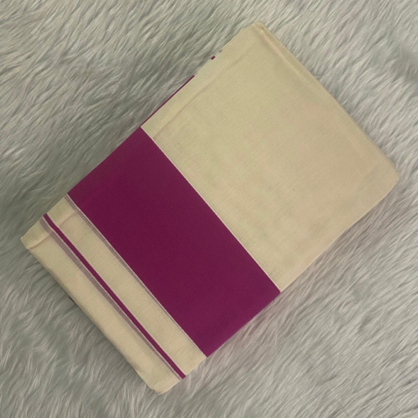 Traditional Set Mundu with Pink Border