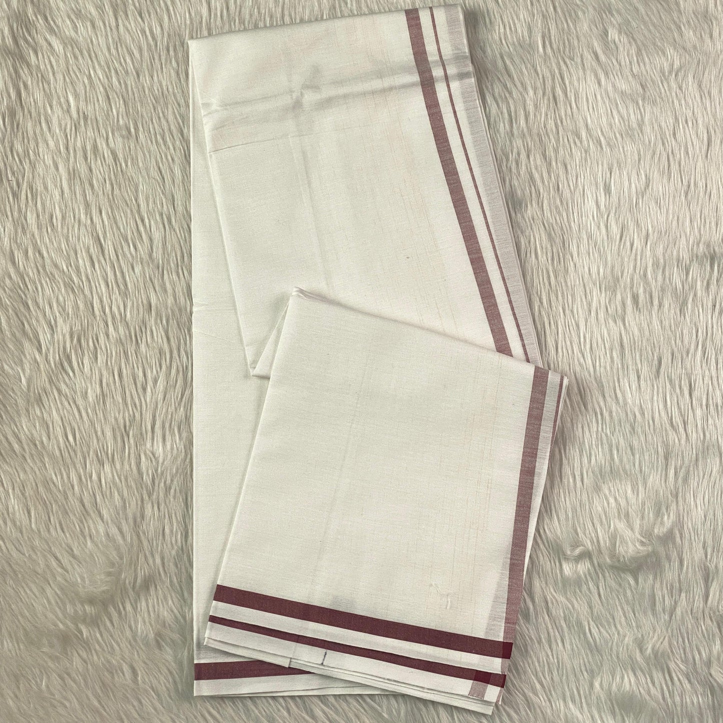 Kerala Kasavu Dhoti –  Maroon Stripe Edition