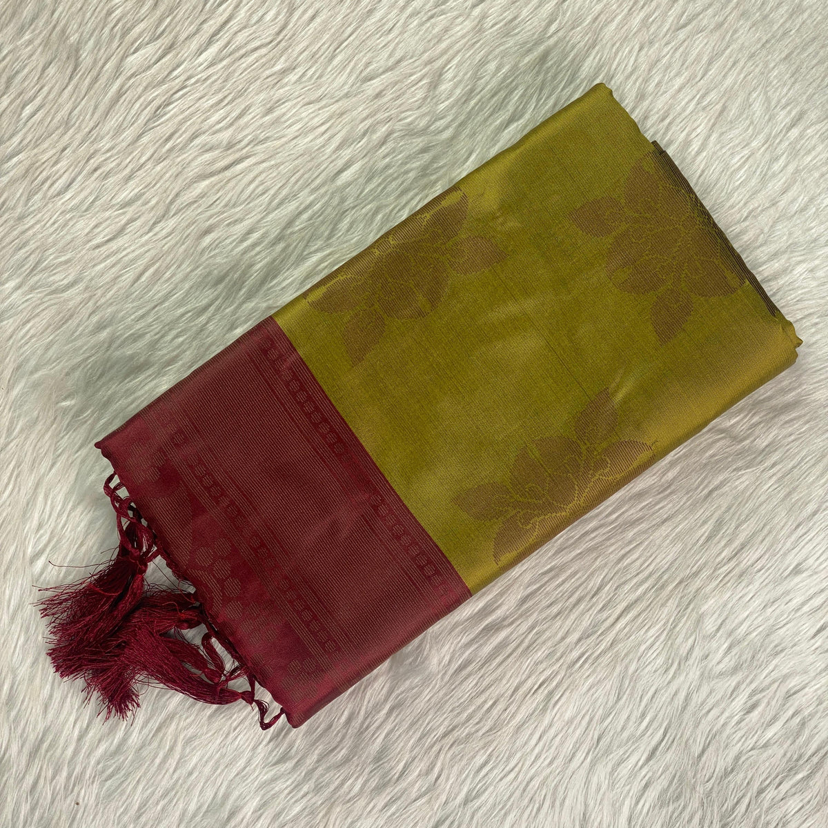 Theertha Soft Silk Saree Olive Green