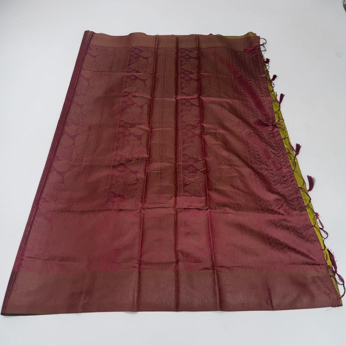 Theertha Soft Silk Saree Olive Green