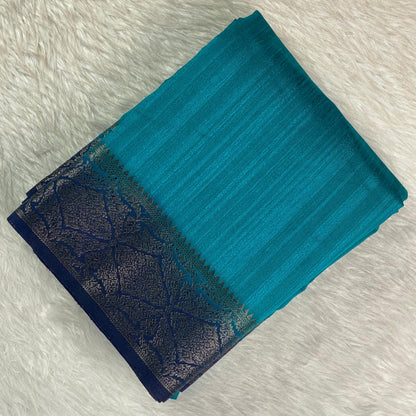 Mayoori Jute Saree in Blue Ocean Glow