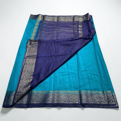 Mayoori Jute Saree in Blue Ocean Glow