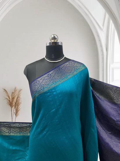 Mayoori Jute Saree in Blue Ocean Glow
