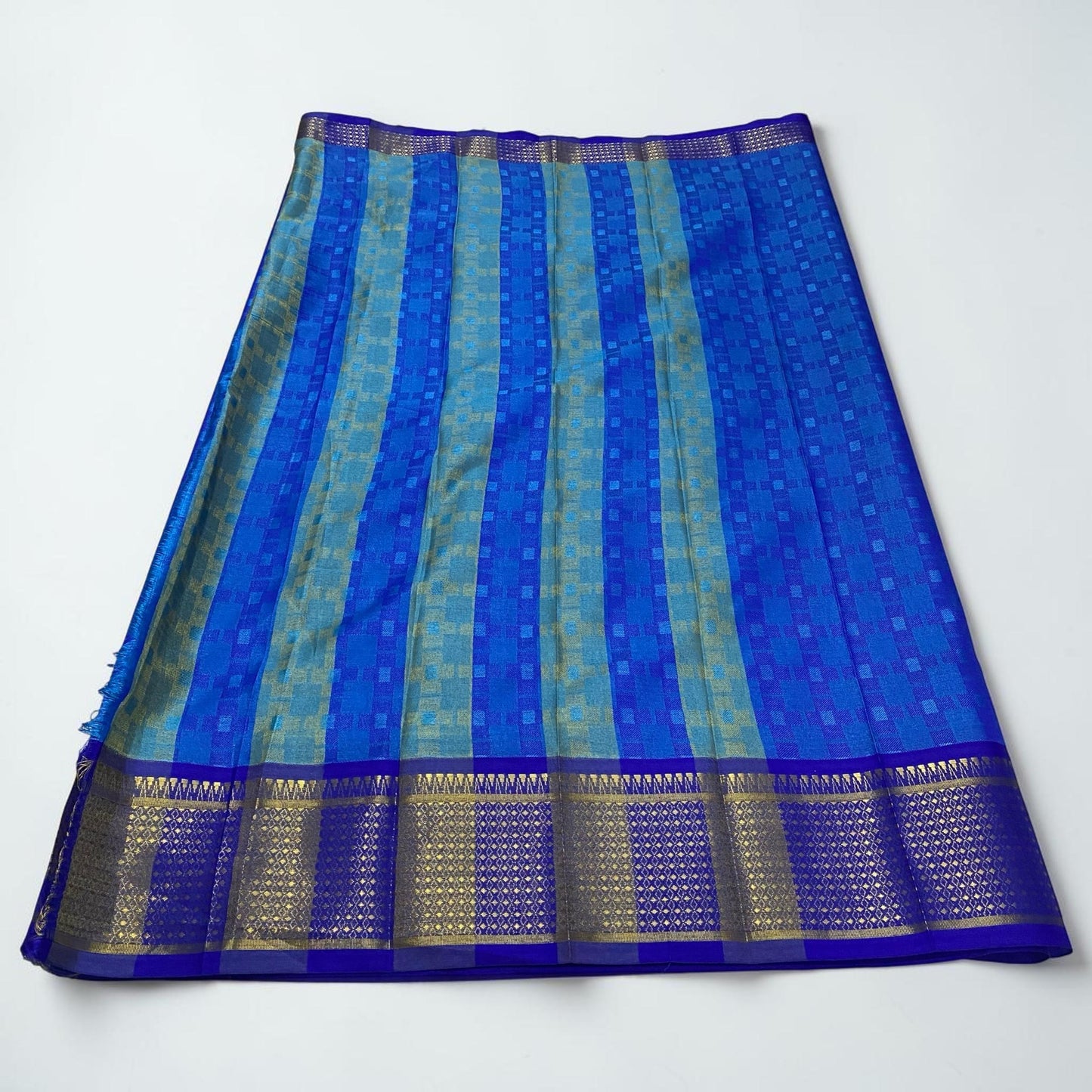 Veena Ocean Blue Cotton Saree
