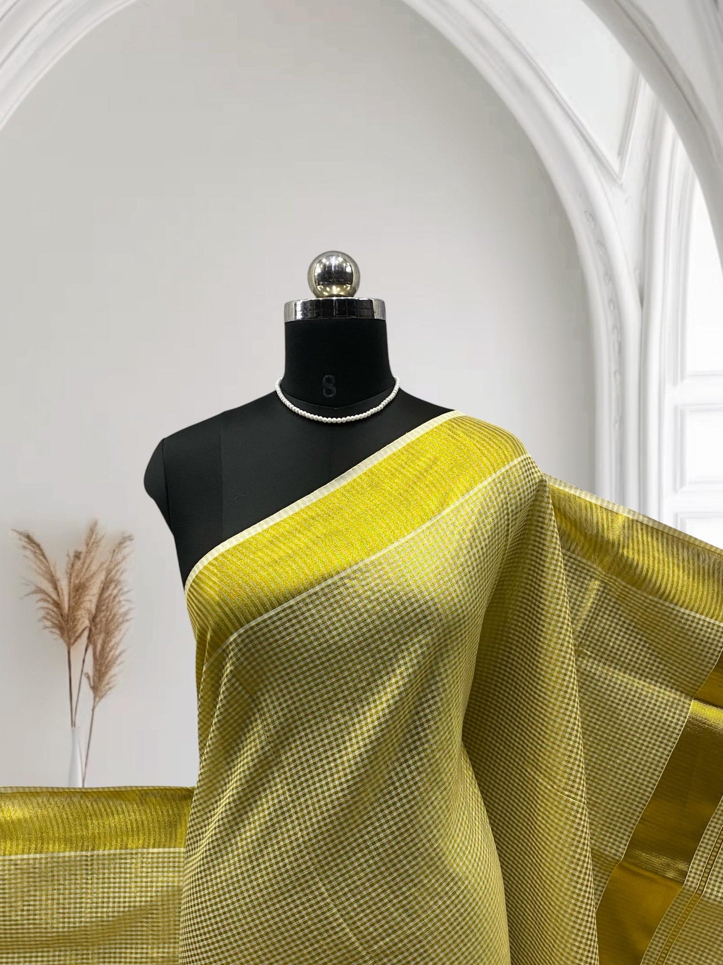 Elaya Set Saree Checks with Golden Border