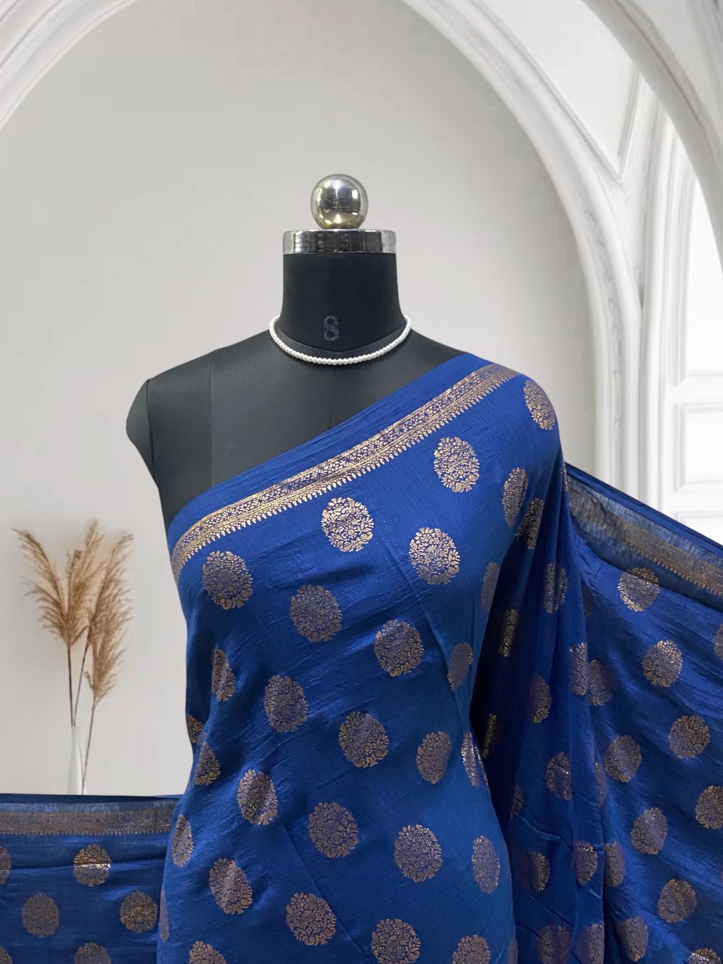 Kashmiri Silk with Floral Design Blue (Dress Code)