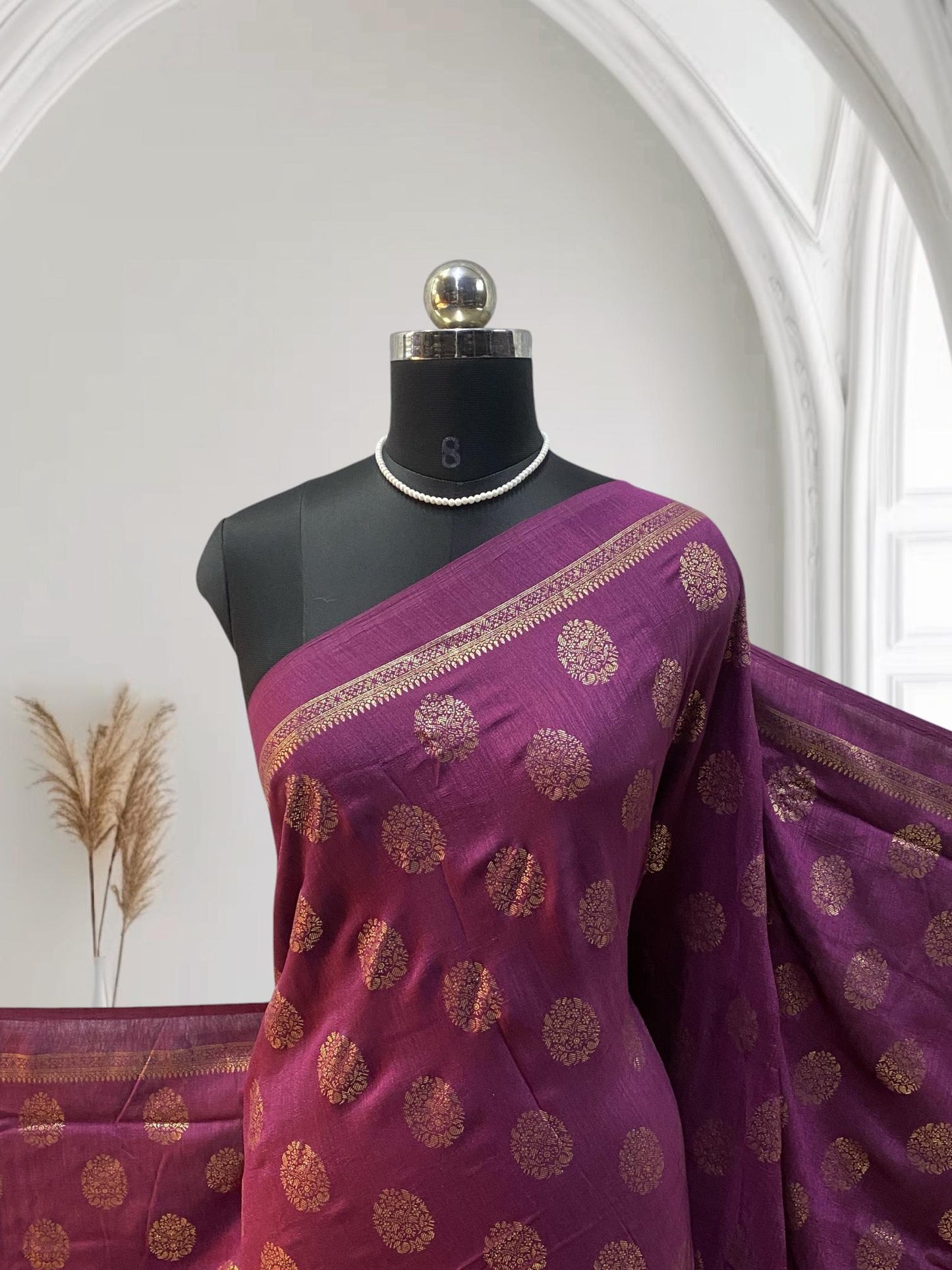 Kashmiri Silk with Floral Design Purple (Dress Code)