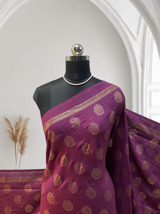 Kashmiri Silk with Floral Design Purple (Dress Code)