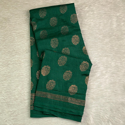 Kashmiri Silk with Floral Design Green (Dress Code)
