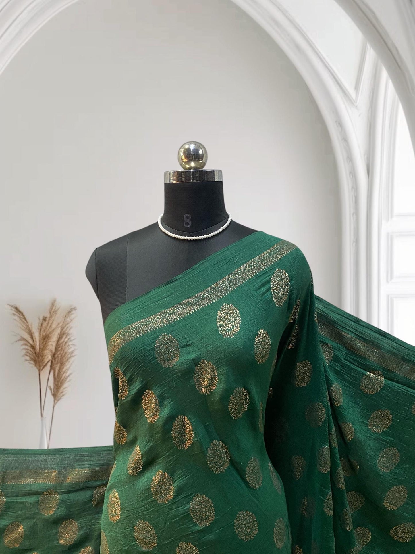 Kashmiri Silk with Floral Design Green (Dress Code)