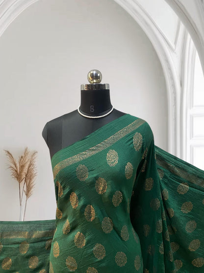 Kashmiri Silk with Floral Design Green (Dress Code)