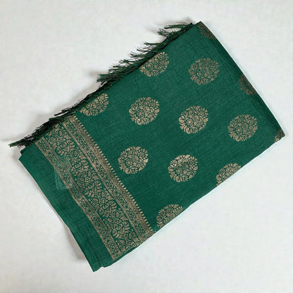 Kashmiri Silk with Floral Design Green (Dress Code)