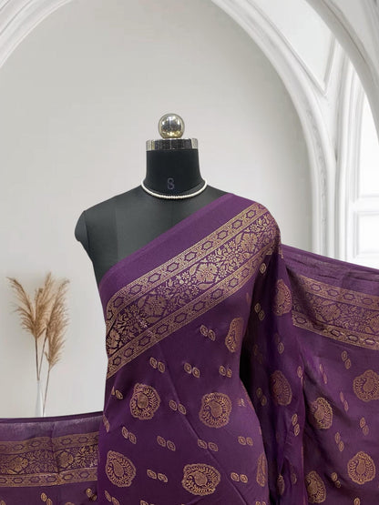Kashmiri Silk Saree Purple (Dress Code)