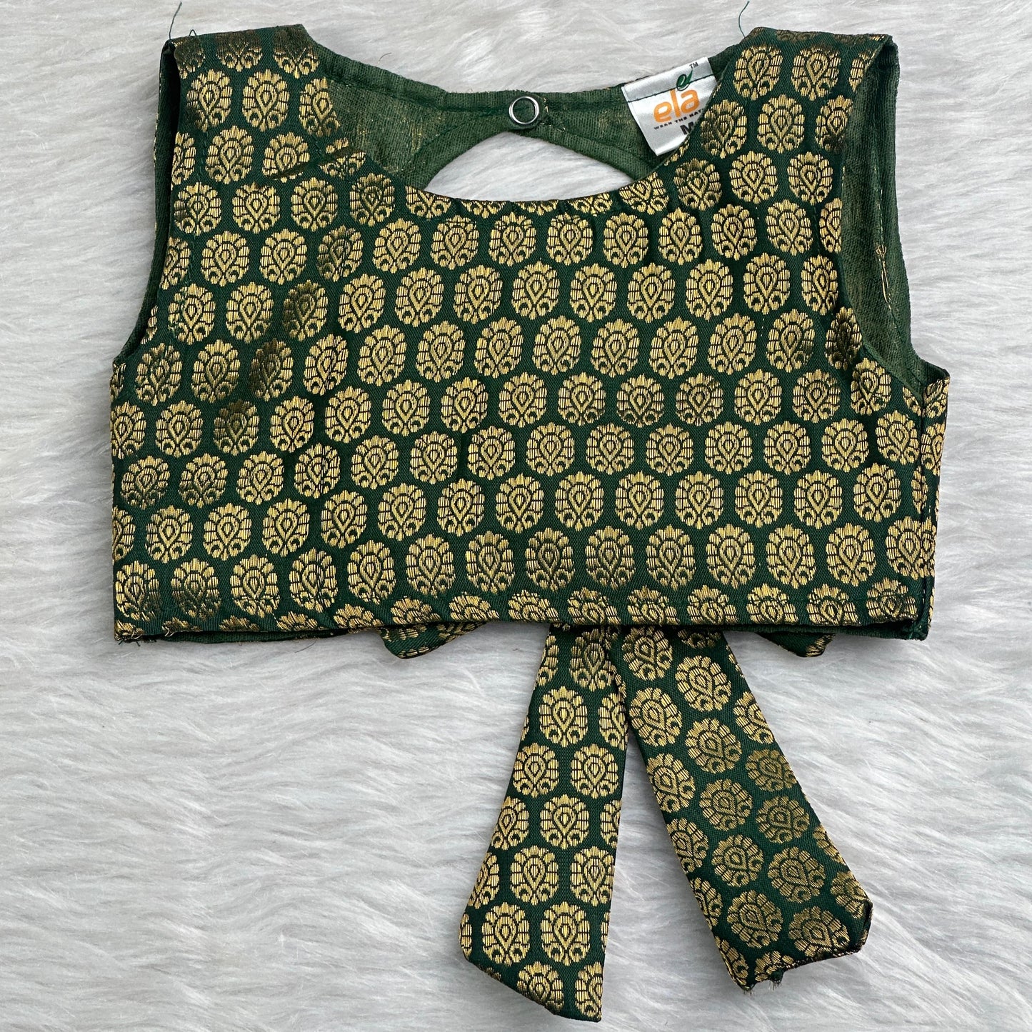 Thumbi Premium Brocade Pattu Pavada Set Green (0-2 years)