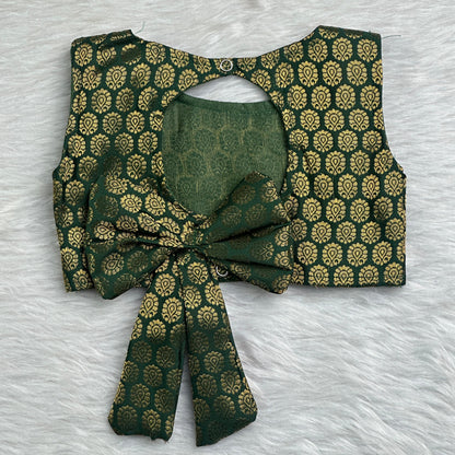 Thumbi Premium Brocade Pattu Pavada Set Green (0-2 years)