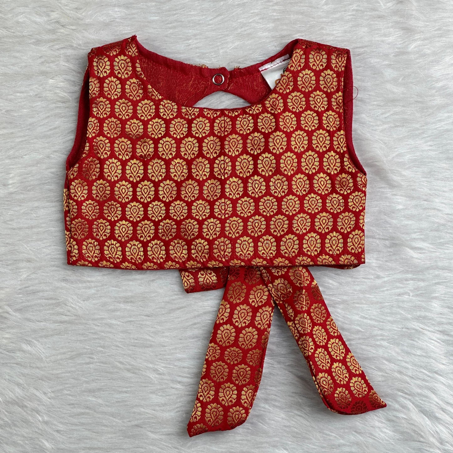 Thumbi Premium Brocade Pattu Pavada Set Orange (0-2 years)