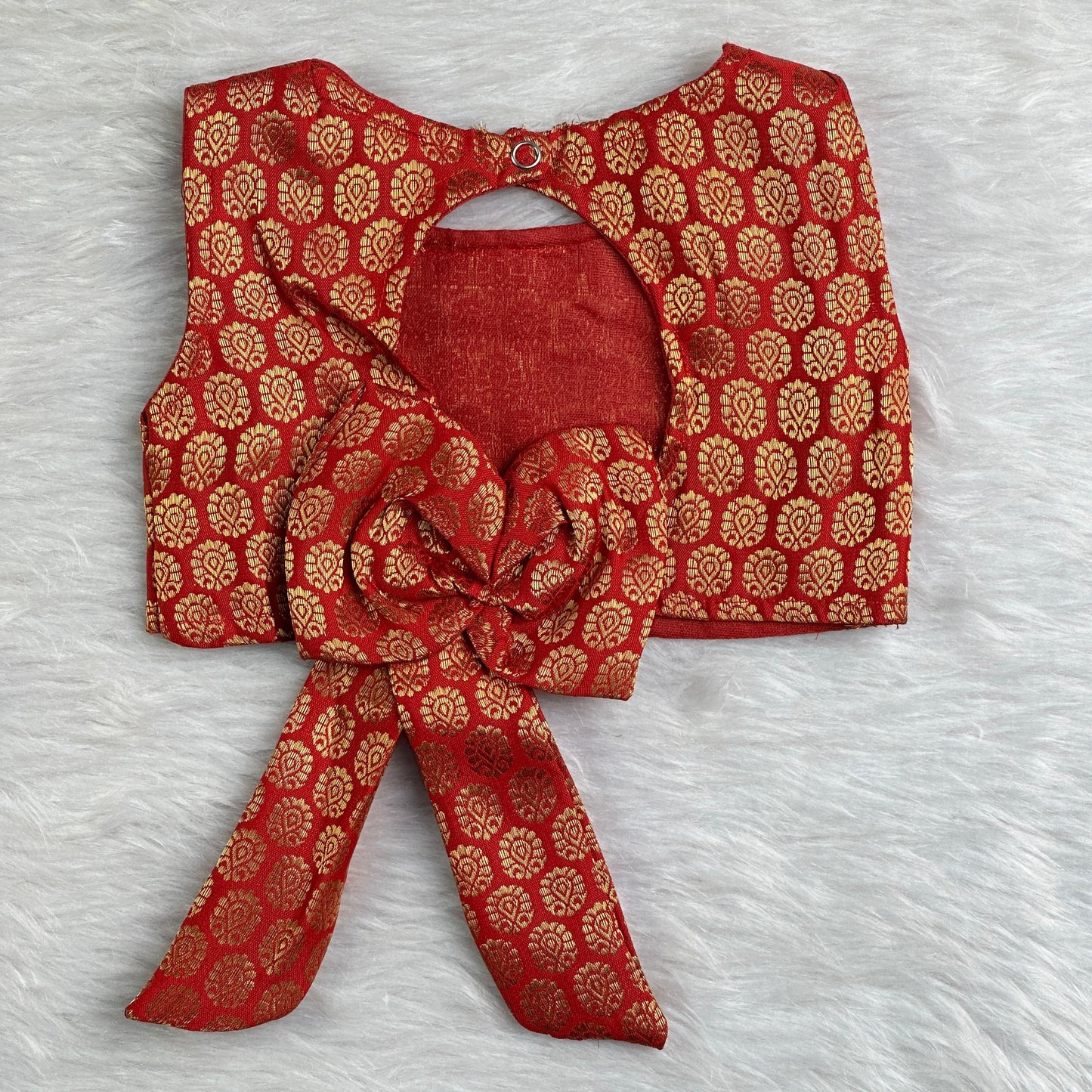 Thumbi Premium Brocade Pattu Pavada Set Orange (0-2 years)