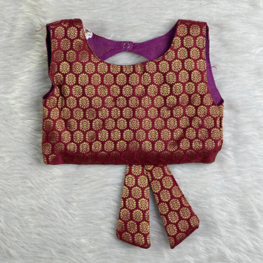Thumbi Premium Brocade Pattu Pavada Set Purple (0-2 years)