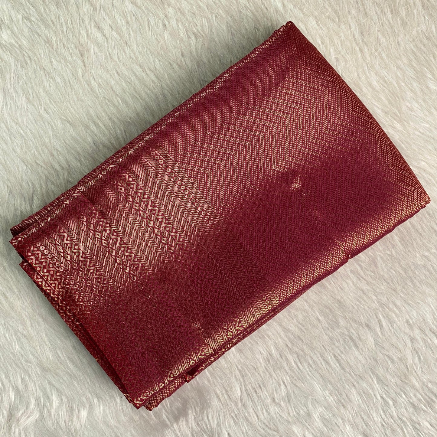 Anjali Wedding Special: Deep Maroon Silk Saree with Full Copper Zari Work Peach